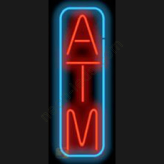 Vertical neon atm sign