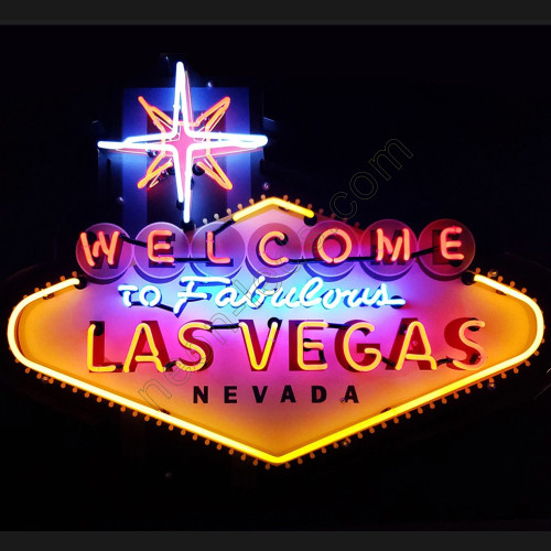 WELCOME TO FABULOUS LAS VEGAS NEON SIGN IN SHAPED STEEL CAN,WL-LAS