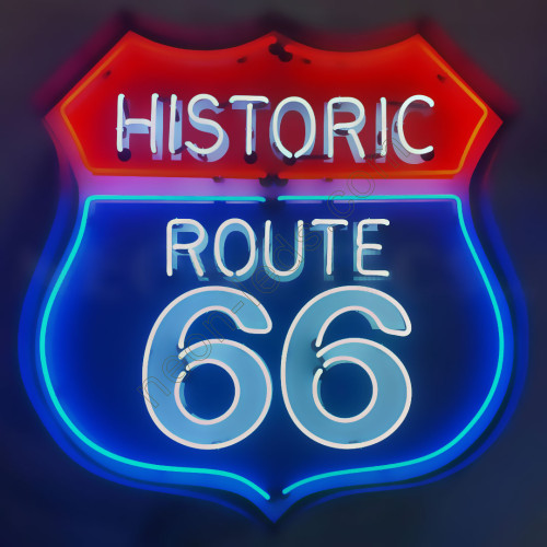 HISTORIC ROUTE 66 NEON SIGN IN SHAPED STEEL CAN,WL-R661