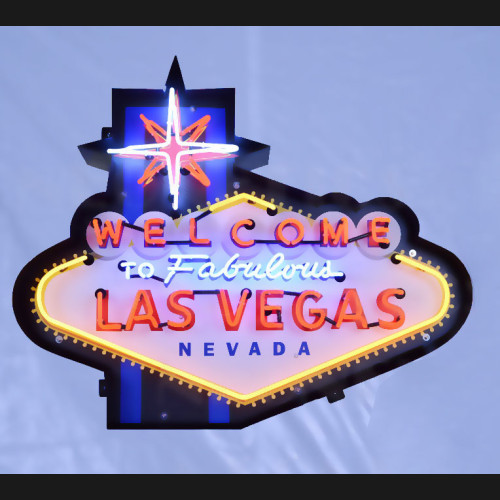 WELCOME TO FABULOUS LAS VEGAS NEON SIGN IN SHAPED STEEL CAN