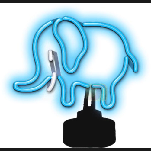 Blue Elephant Neon Sculpture