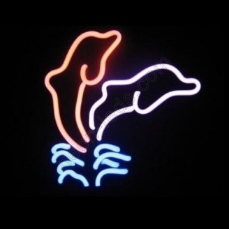Double dolphin neon sculpture